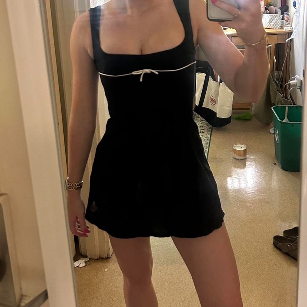 Peppermayo Black Mini Dress with White Trim